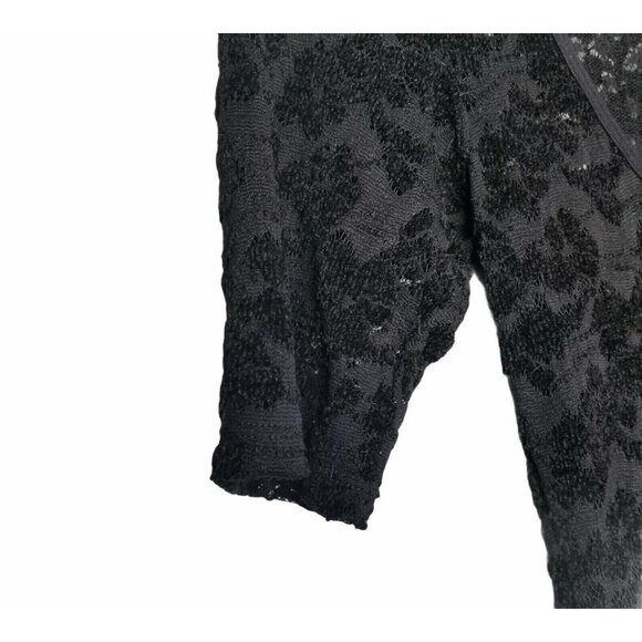 Free People Chenille Top Size Small Black Lace Peplum‎ Top Scoop Neck On Back - Picture 7 of 9